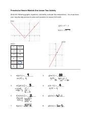 Precalc M L Activity Pdf Precalculus Honors Module One Lesson Two