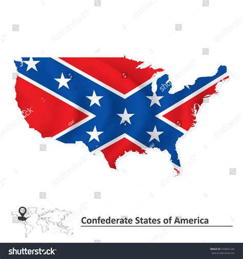 Flag Confederate States America Usa Map Stock Vector Royalty Free