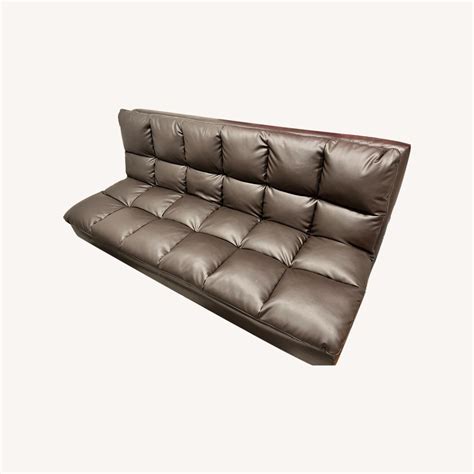 Leather Futon - Dark Brown - AptDeco