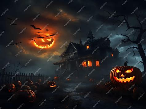 Premium AI Image | A scary pumpkin And Halloween night dark clouds loom ...