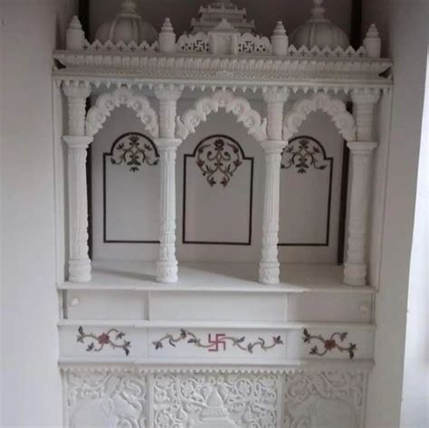 Traditional White Marbled Inlay Home Temple Size 4 Feet At Rs 120000