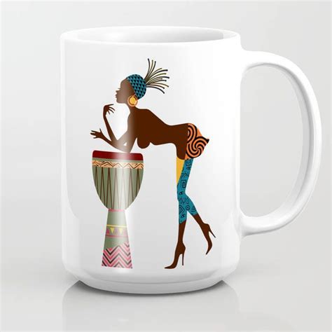 African Woman Unique Coffee Mug Afro Ceramic Mug Afro Tea Mug