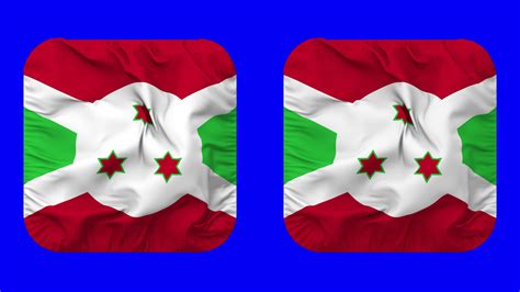 Burundi Flag In Squire Shape Isolated With Plain And Bump Texture 3d Rendering Green Screen