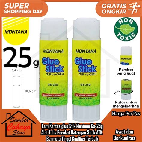 Jual Lem Kertas Glue Stik Montana Gs 25g Alat Tulis Perekat Batangan