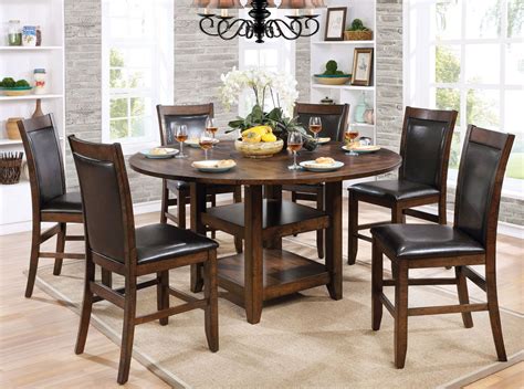 Meagan II Brown Cherry Round Counter Height Dining Room Set From