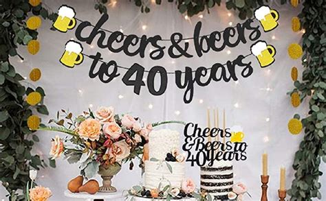 JeVenis Set Of 4 Glitter Cheers Beers To 40 Years Banner With Cheers