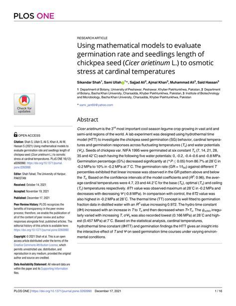 PDF Using Mathematical Models To Evaluate Germination Rate And