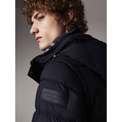 Detachable Sleeve Down Filled Puffer Jacket In Navy Men Burberry United States