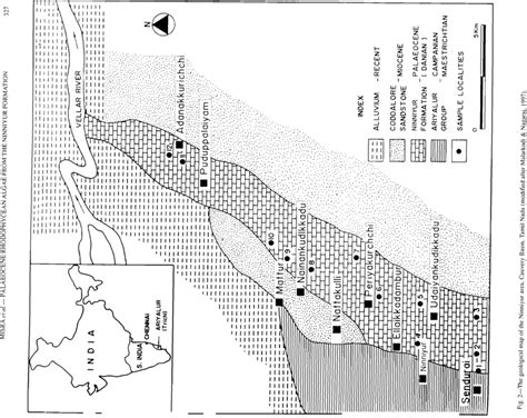 The Geologic Map Of The Ninniyur Area Cauvery Basin Tamil Nadu