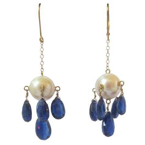 Baroque Pearl and Briolette Gemstone Dangle Earrings in Yellow Gold For ...