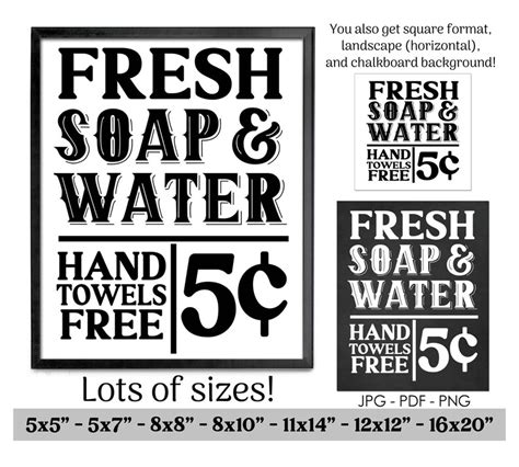 Fresh Soap And Water Printable Bathroom Wall Art Vintage Etsy