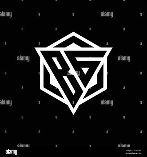 BG Logo Monogram With Triangle And Hexagon Shape Combination Isolated