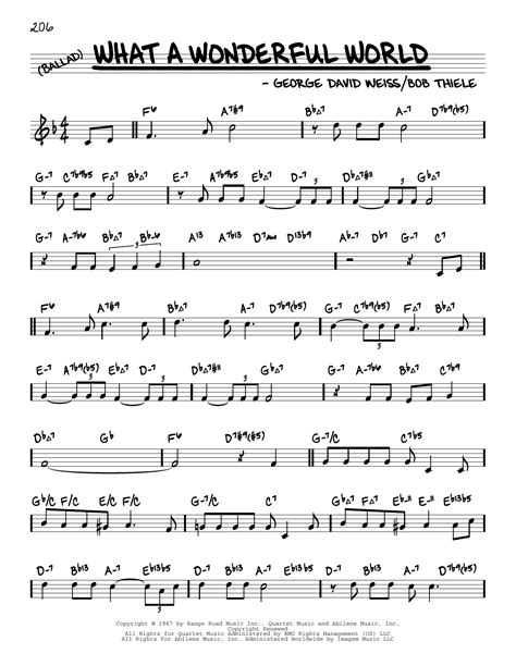 Louis Armstrong What A Wonderful World Sheet Music