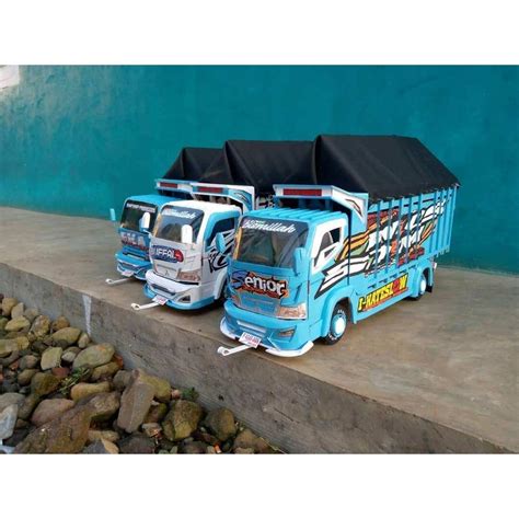 Jual Miniatur Truk Oleng Kayu Asli Jumbo Bonus Terpal Full Lampu