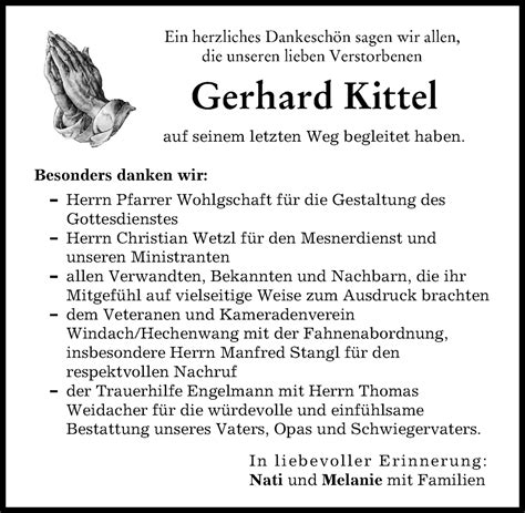 Traueranzeigen Von Gerhard Kittel Augsburger Allgemeine Zeitung