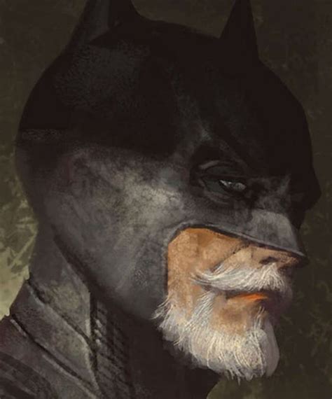 A Man In A Batman Costume With A Beard And Moustache On His Face