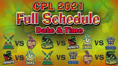 CPL 2021 Full Schedule Time Table Caribbean Premier League 2021