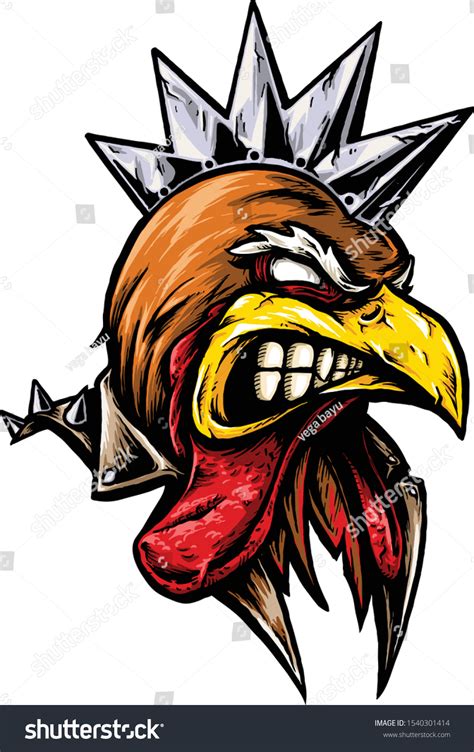 Hand Drawing Angry Rooster Head Stock Vector (Royalty Free) 1540301414 ...