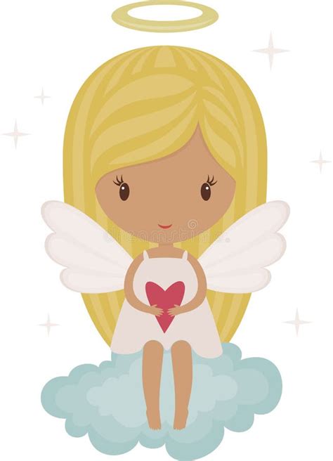 Baby Angel Leans On A Cloud Stock Vector Illustration Of Elegant