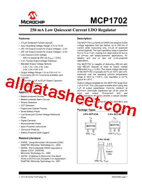 MCP1702 Datasheet PDF Microchip Technology