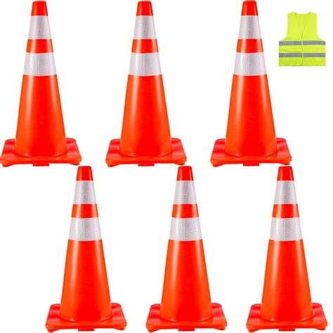 Vevor Pack Traffic Cones Safety Cones Pvc Orange Traffic Safety