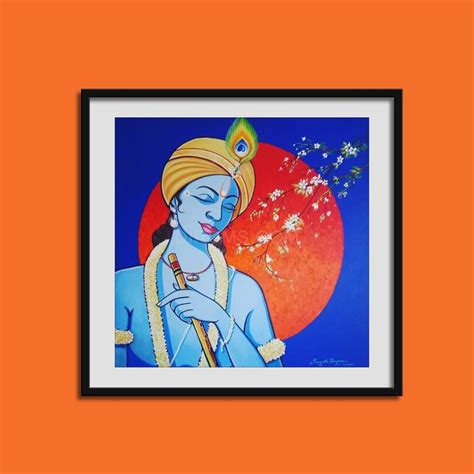 Beautiful Krishna Original handpainted Acrylic painting | Acrylic On Canvas | Square | SA-369498 ...