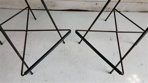 Pair Mid Century Modern Wire And Brass Bar Stools At Stdibs