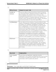 BSBFIA412 Assessment Task 1 Docx Assessment Task 1 BSBFIA412 Report