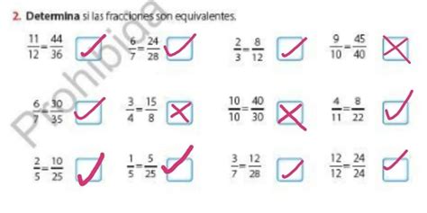 Determina Si Las Fracciones Son Equivalentes Brainly Lat