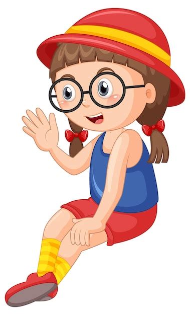 Premium Vector Cute Girl Wearing Glasses Cartoon Character