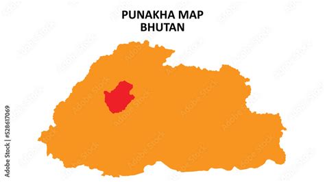 Punakha State and regions map highlighted on Bhutan map. Stock Vector | Adobe Stock