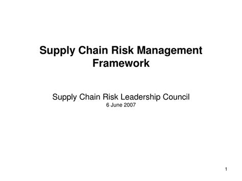 PPT - Supply Chain Risk Management Framework Supply Chain Risk ...