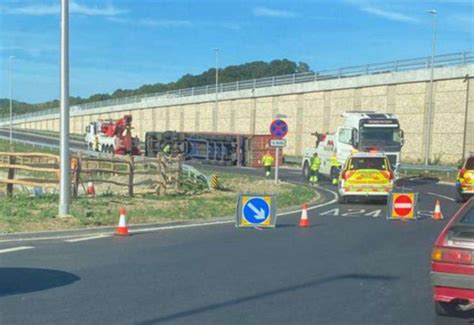 Overturned Lorry Closes Slip Road On A Stockbury Roundabout Near M