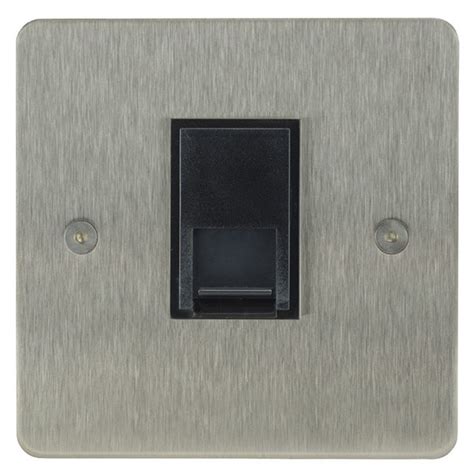 Focus Sb Horizon Hss251b 1 Gang Slave Telephone Socket In Satin Stainless With Black Inserts Ukes