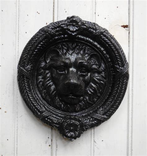 Lion Door Knocker Cast Iron Big Gothic Victorian Edwardian