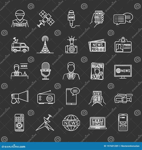 Conjunto De Iconos De Tiza De Medios Masivos Ilustraci N Del Vector