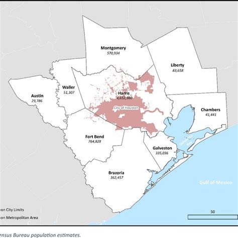 Houston Metropolitan Area By Counties And Population Texas Download