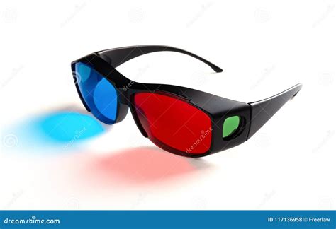 Side View Of A Red And Blue 3d Glasses On White Stock Photo Image Of