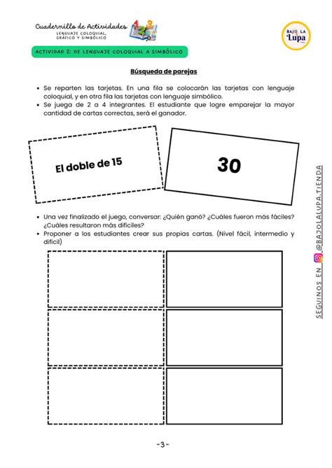 Cuadernillo de Actividades Matemática Lenguaje coloquial simbólico y