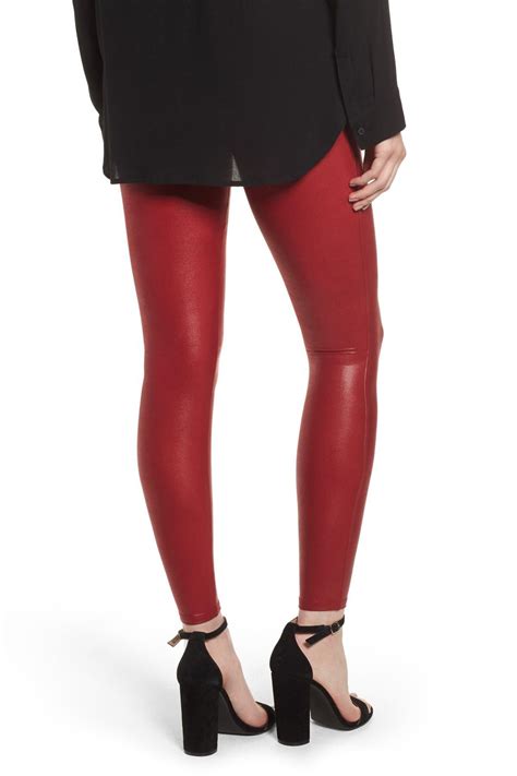 Spanx R Faux Leather Leggings In Crimson Red Lyst