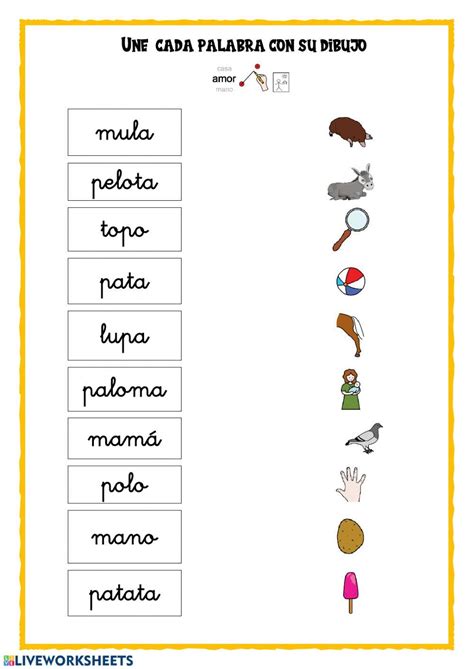 Unir Palabra Y Dibujo Interactive Worksheet Live Worksheets