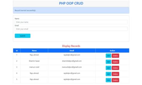 Create A Crud Page Using Core Php Mysql Datatables And Bootstrap By