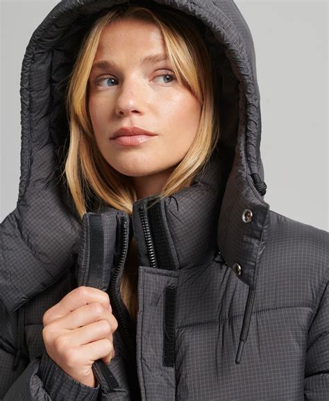 Womens Ripstop Longline Puffer Jacket In Black Superdry Uk