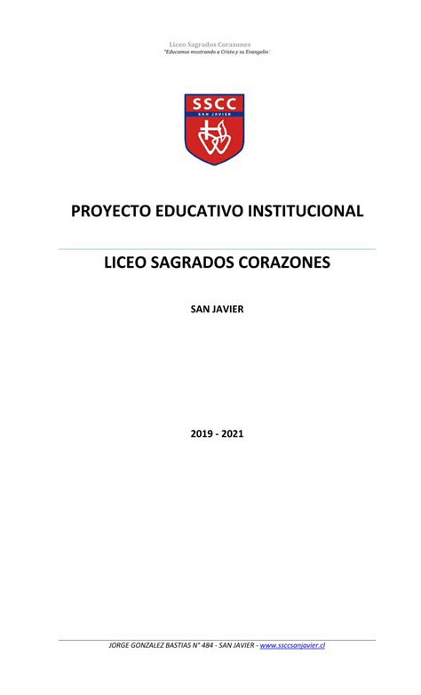 Pdf Proyecto Educativo Institucional Liceo Sagrados Corazones