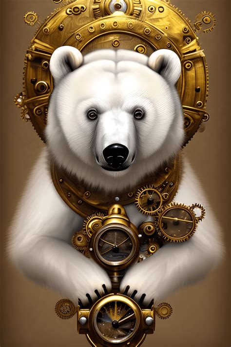 Ingewikkeld Weergegeven Steampunk Polar Bear Cub · Creative Fabrica