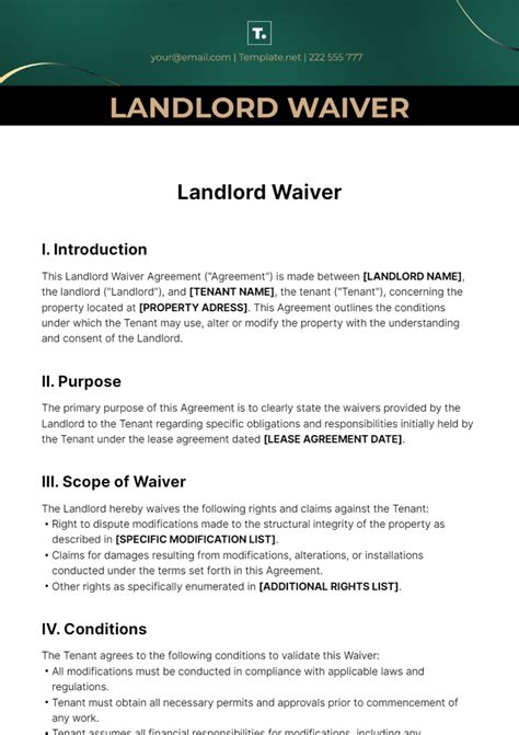 Free Landlord Waiver Template Edit Online And Download