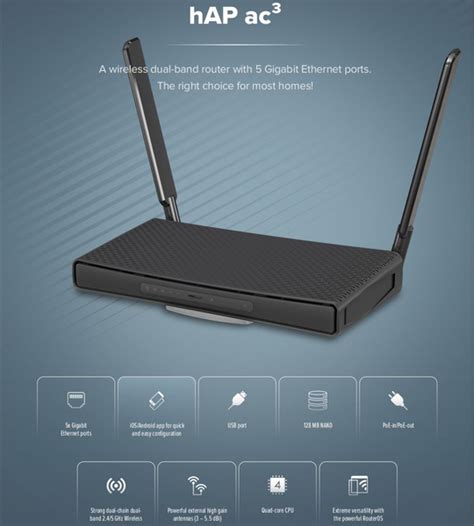 Роутер MIKROTIK hAP WiFi c 4G USB hap ac3, черный, 2.4 ГГц, 5 ГГц ...