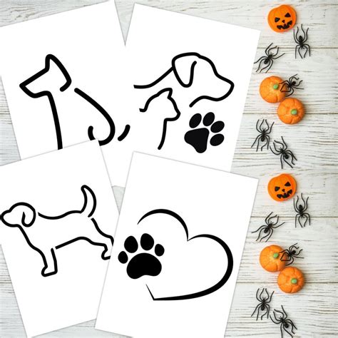 Dog Designs Printable Pumpkin Face Stencil Template Set Jack-o-lantern Carving Halloween Craft ...