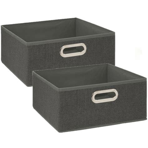 Toilinux Lot De Boites De Rangement En Tissu L X H Cm Gris