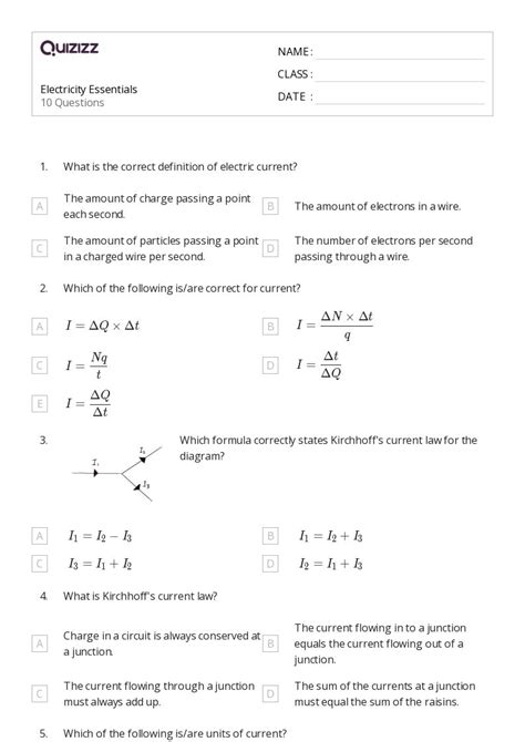 Coulombs Law And Electric Force Worksheets For Th Year On Quizizz